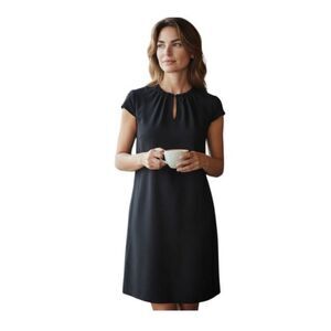 ANN TAYLOR LOFT BLACK SHIFT DRESS SZ.4 EUC .